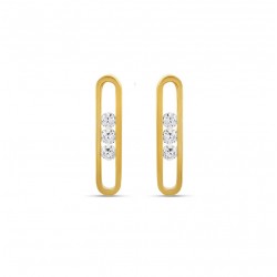 Boucles d'oreilles fines LUMINAIRE plaqué or - Puces & 3 zircons blancs signées THEMA