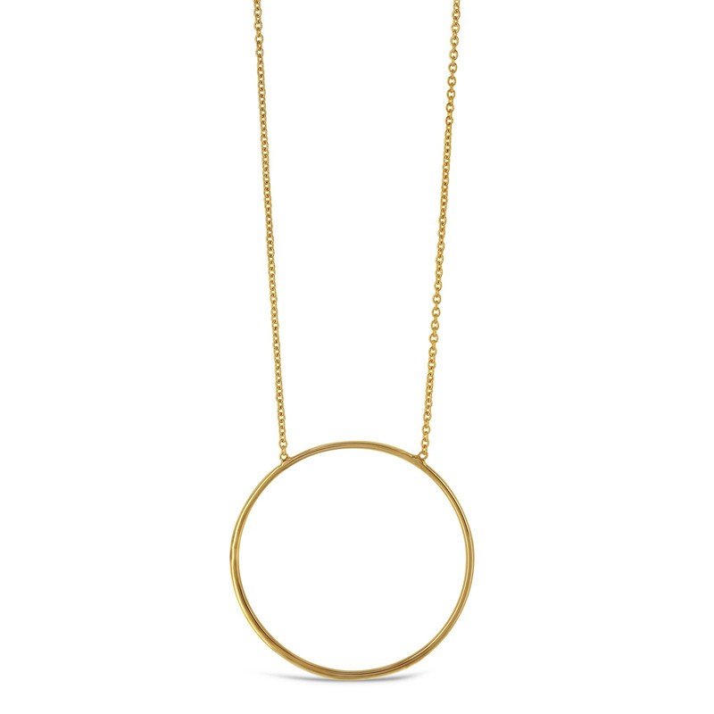 Collier court chaîne fine plaqué or & Décor cercle 4 cm signé THEMA Collier court chaîne fine plaqué or & Décor cercle 4 cm signé THEMA