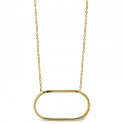 Collier court chaîne fine plaqué or & Décor rectangle arrondi signé THEMA