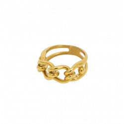Bague large CABLE doré - Anneau dédoublé & Décor anneaux noués signée Une à Une