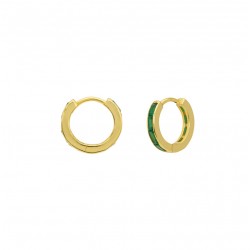 Boucles d'oreilles créoles doré & Décor cristal baguette vert signées Une à Une