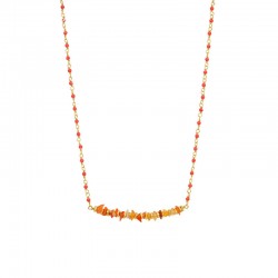 Collier court chaîne INDE CHIPSY doré - Opale fire & Corail signé Une à Une