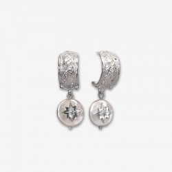 Boucles d'oreilles STAR argent - Anneau antique & Nacre étoile zircon - CHORANGE