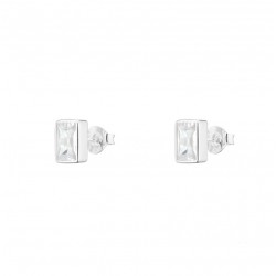 Boucles d'oreilles Puces - Rectangle & Oxyde de zirconium blanc - CCANYON