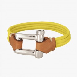 Bracelet Jonc Liens Elastiques jaune fluo & Manille Argent design CXC