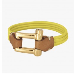 Bracelet Jonc Liens Elastiques jaune fluo & Manille Plaqué Or design CXC