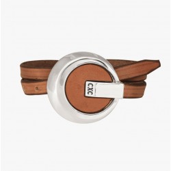 Bracelet Manchette REDONDO camel argent & Boucle ronde design CXC