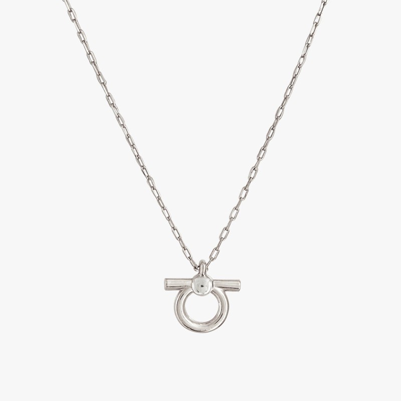 Collier BOCADO chaîne argent - Anneau rond & Barrette CXC
