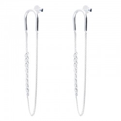 Boucles d'oreilles EPINGLE argent - Puces fer à cheval & chaîne gourmette signées DORIANE