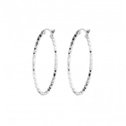 Boucles d'oreilles DIAMONDS argent - Créoles ovale ciselées facettées signées DORIANE