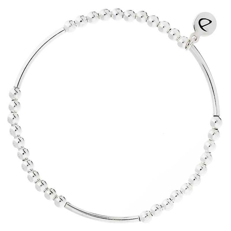 Bracelet élastiqué Argent BASIC - Tubes & Perles signé DORIANE