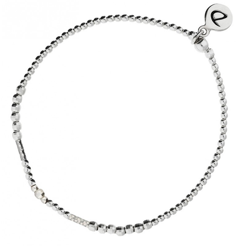 Bracelet élastiqué Argent ONE SILVER - Perles facettées & Tubes diamantés signé DORIANE Bracelet élastiqué Argent ONE SILVER - Perles facettées & Tubes diamantés signé DORIANE