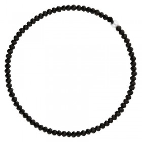 Bracelet élastiqué Argent ALONE & Perles facettées noires signé DORIANE