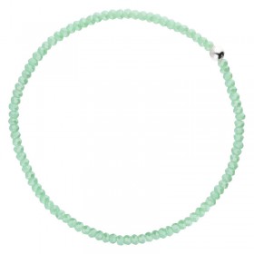 Bracelet élastiqué Argent ALONE & Perles facettées vert turquoise signé DORIANE