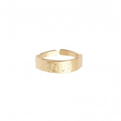 Bague fine ajustable AMOUR dorée - Anneau texturé amour signée LOVELY DAY