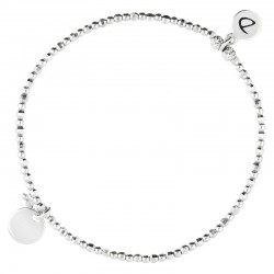 Bracelet élastique INTEMPOREL en argent - Médaille pastille plate DORIANE