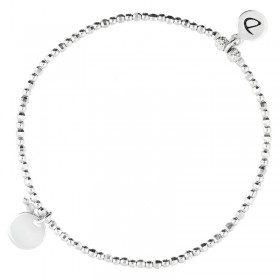 Bracelet élastique INTEMPOREL en argent - Médaille pastille plate DORIANE