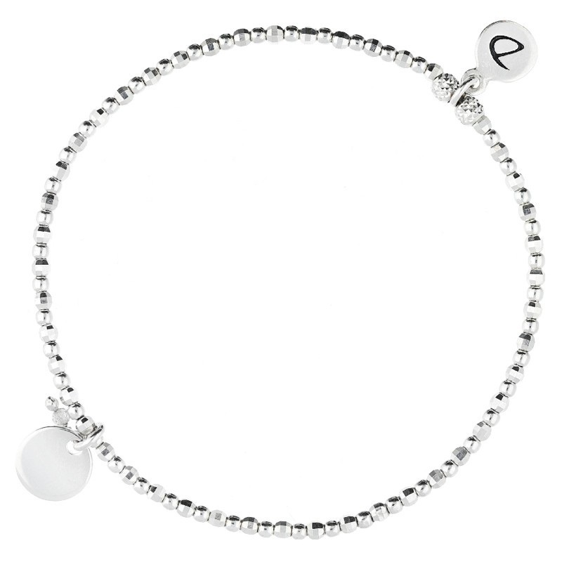 Bracelet élastique INTEMPOREL en argent - Médaille pastille plate DORIANE
