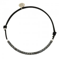 Bracelet Homme MEN GREY argent - Cordon & Miyuki grises DORIANE
