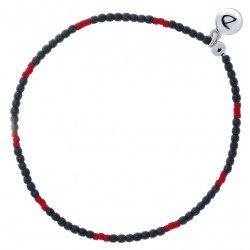 Bracelet Homme BAROUDEUR perle argent - Perles miyuki grises & rouges DORIANE