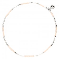 Bracelet de CHEVILLE élastiqué FINE - Tubes & Perles de verre crème DORIANE