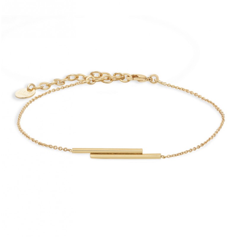 Bracelet chaîne fine ajustable JOY Or & Double barrettes Bdm Studio Bracelet chaîne fine ajustable JOY Or & Double barrettes Bdm Studio