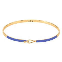 Bracelet Jonc fermé fin Lily Bleu Mykonos doré - Fermoir crochet BANGLE UP