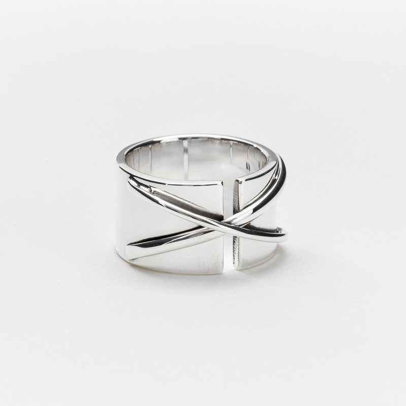 Bague Large en Argent - Anneau plat ouvert & Décor fils croisés CANYON BIJOUX ARGENT Bague Large en Argent - Anneau plat ouvert & Décor fils croisés CANYON BIJOUX ARGENT