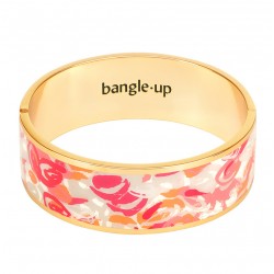 Bracelet Jonc manchette THALIA doré - Email rose pitaya & blanc sable BANGLE UP