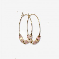 Boucles d'oreilles Créoles CRAWAI dorées & Opal pink CHORANGE