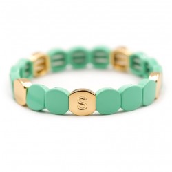 Bracelet élastiqué COLORFUL - Pastilles émail doré & Lagon signé Simone à Bordeaux