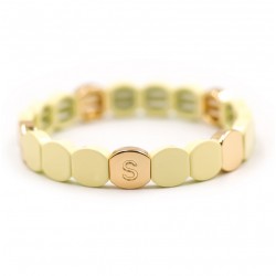 Bracelet élastiqué COLORFUL - Pastilles émail doré & Vert pomme SIMONE A BORDEAUX