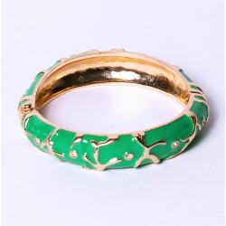 Bracelet Jonc Amok CORAIL Doré - Email Mousse signé ARGELOUSE