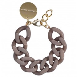 Bracelet FLAT CHAIN DARK TAUPE Doré - Maillons plats en plexiglass taupe sombre - VANESSA BARONI
