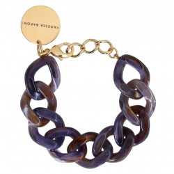 Bracelet FLAT CHAIN BLUE MULTICOLOR Doré - Maillons plats en plexiglass bleu brun - VAESSA BARONI