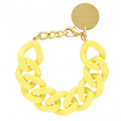 Bracelet FLAT CHAIN YELLOW Doré - Maillons plats en plexiglass jaune - VANESSA BARONI