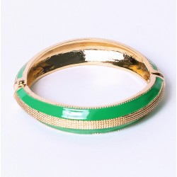 Bracelet Jonc Amok CORDE Doré - Email Vert Mousse ARGELOUSE