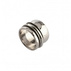 Bague Large Argent Tube & Anneaux - L'INTEMPORELLE - THEMA BAGUES