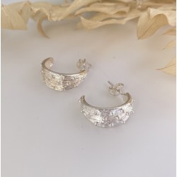 Boucles d'oreilles CREOBOULES en argent - Créoles striées & Boules CHORANGE
