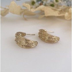 Boucles d'oreilles CREOBOULES dorées - Créoles striées & Boules