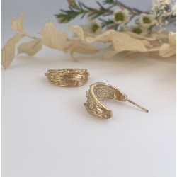Boucles d'oreilles CREOBOULES dorées - Créoles striées & Boules CANYON