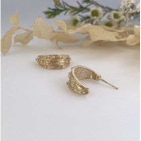 Boucles d'oreilles CREOBOULES dorées - Créoles striées & Boules CANYON