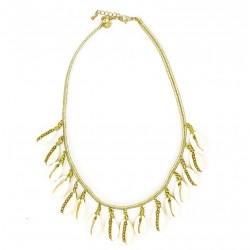 Collier BAYLA hématites dorés - Fil de soie tressé & Coquillages cauri naturels Belle Mais Pas Que