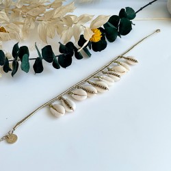 Bracelet de cheville BAYLA - Fil de soie tressé & Coquillages naturels