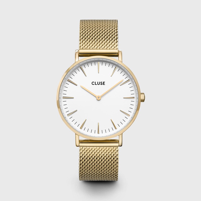Montre Boho Chic Mesh White Gold - Bracelet milanais & Cadran blanc - Montre CLUSE Montre Boho Chic Mesh White Gold - Bracelet milanais & Cadran blanc - Montre CLUSE