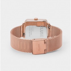 Montre Tétragone, couleur or rose, cadran carré & bracelet milanais