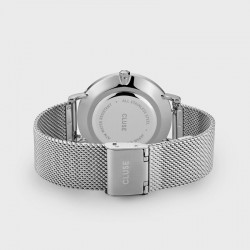 Montre Boho Chic Mesh, argent, cadran blanc & bracelet milanais