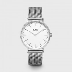 Montre Boho Chic Mesh White Silver - Bracelet milanais & Cadran rond blanc - Montre CLUSE