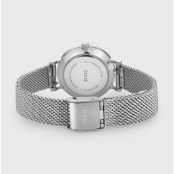 Montre Boho Chic Petite Crystals Mesh, couleur argent, cadran rond noir