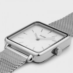 Montre Tétragone Mesh White, couleur argent, cadran carré blanc